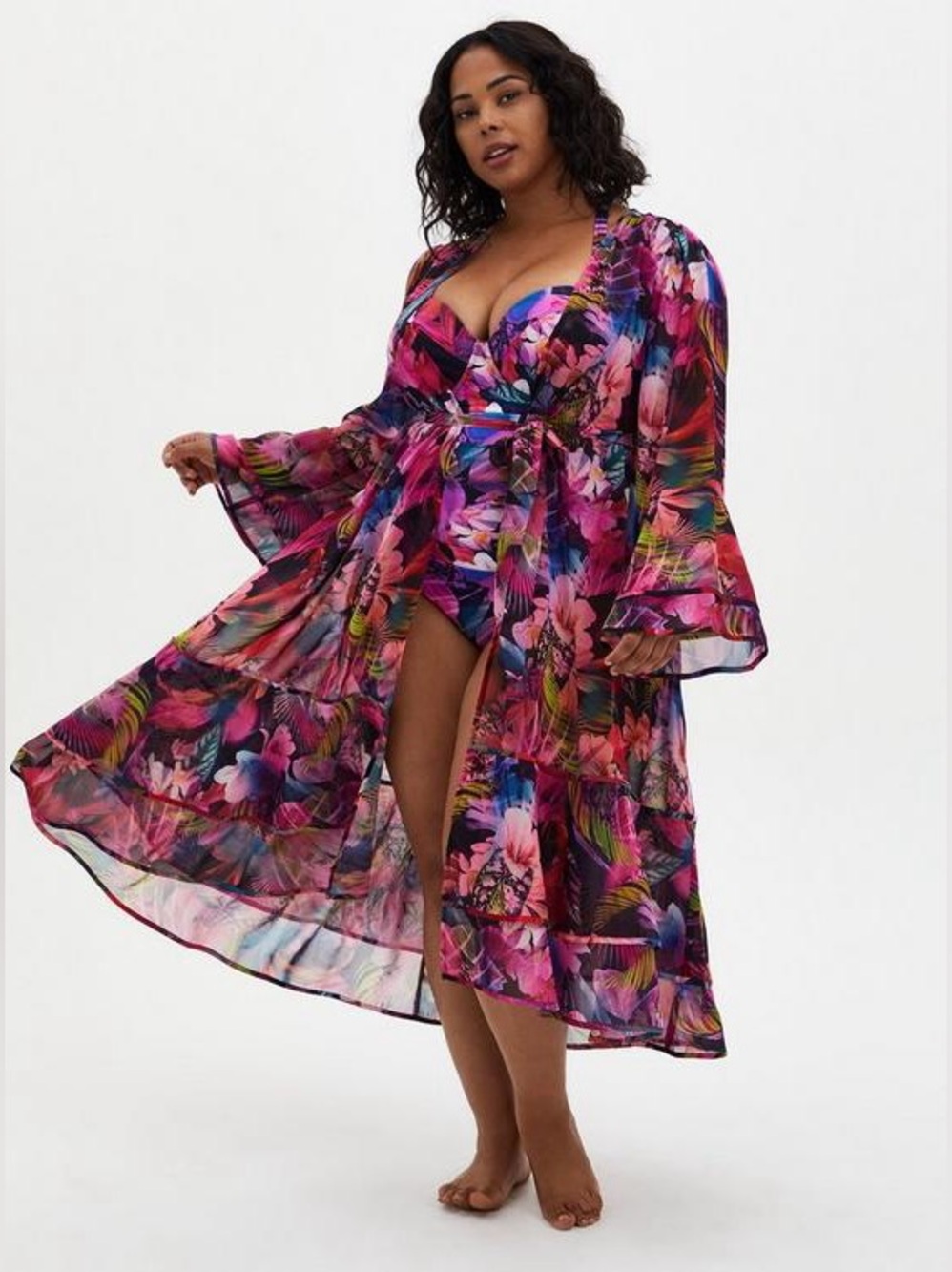 Torrid Vibrant Floral Swim Cover-Up/Robe